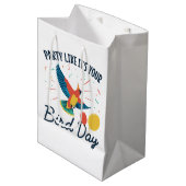 Feestje alsof het je vogeldag is. medium cadeauzakje (Voorkant Gekanteld)