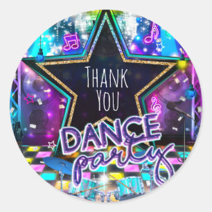 FEESTJE Dansfeest Verjaardag Muziek Pop Rock Dans  Ronde Sticker