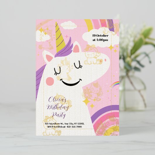 feestje folie uitnodiging (Staand Voorkant)