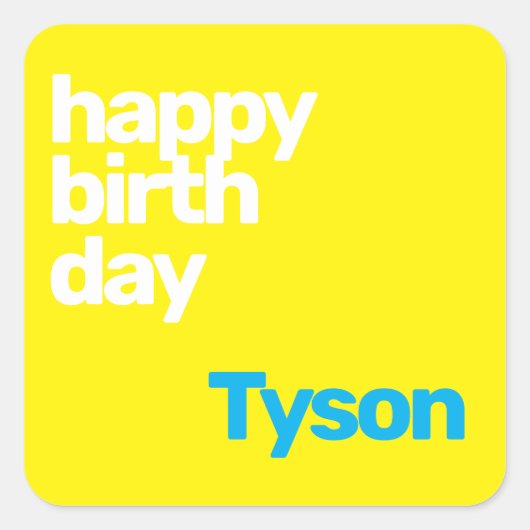 Feestje Gelukkige Verjaardag minimaal geel Vierkante Sticker (Voorkant)