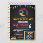 Feestje in de uitnodiging voor het park (Voorkant / Achterkant)