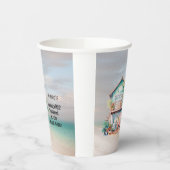 Feestje in het strandhuis voor de aanstaande bruid papieren bekers (Links)