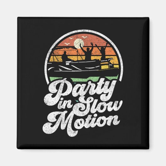 Feestje in slow motion retro grappige pontonboot b magneet (Voorkant)
