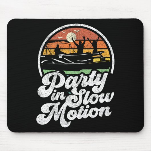Feestje in slow motion retro grappige pontonboot b muismat (Voorkant)