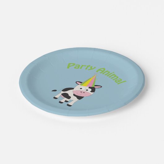 Feestje! Koe Papieren Bordje (Gekanteld)