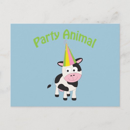 Feestje! Koe Uitnodiging Briefkaart (Voorkant)