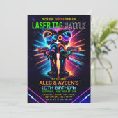 Feestje laser tag jongen verjaardag kaart (Staand voorkant)