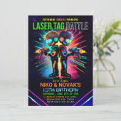 Feestje laser tag jongen verjaardag kaart (Staand voorkant)