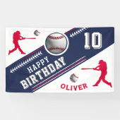 Feestje met honkbalspeler thema verjaardag spandoek (Horizontaal)