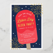 Feestje met ijslolly's in het Labor Day-weekend Folie Uitnodiging (Voorkant)