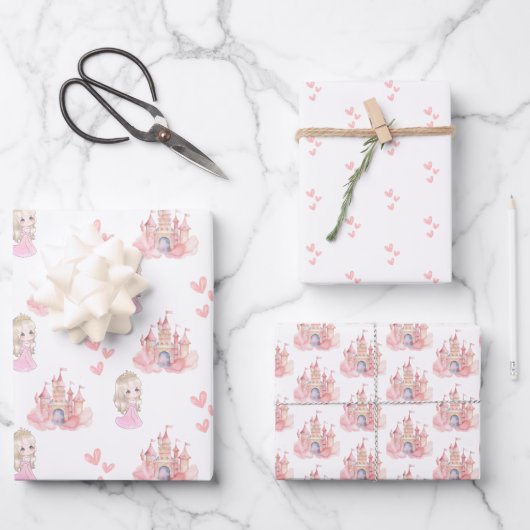 Feestje prinses verjaardag inpakpapier vel (Voorkant)