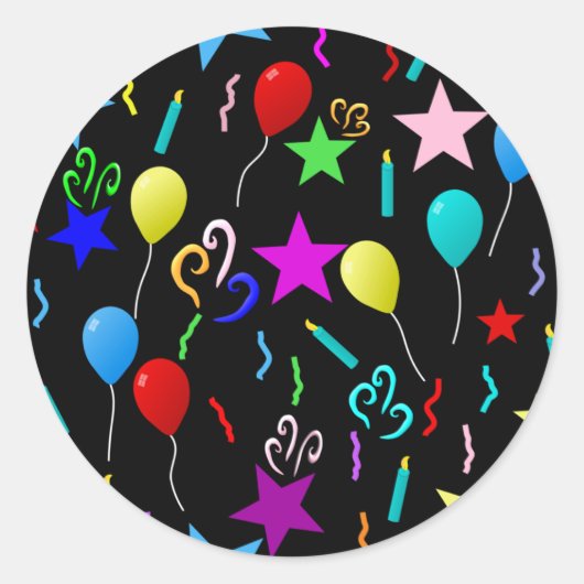 Feestje! Ronde Sticker (Voorkant)