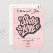 Feestje ter ere van de verloving - Deel de Liefde. Briefkaart (Voorkant / Achterkant)