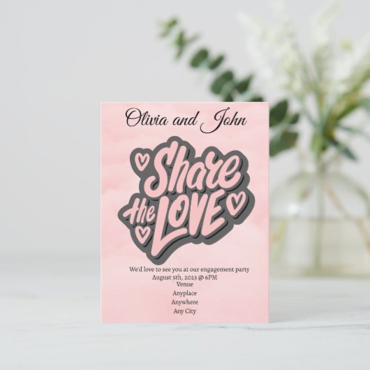 Feestje ter gelegenheid van de verloving - Deel de Briefkaart (Staand voorkant)