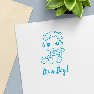 Feestje voor baby jongen geslacht onthulling zelfinktende stempel