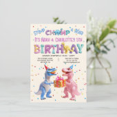 Feestje voor jongens en meisjes: dinosaurussen ver kaart (Staand voorkant)