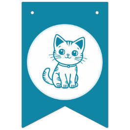 Feestje voor jongens met een kitten-thema in op ma vlaggetjes