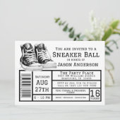 Feestje voor jongens met sneakerbal kaart (Staand voorkant)