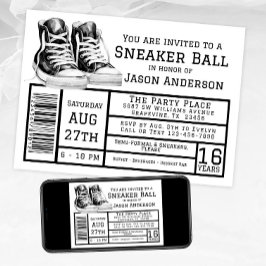Feestje voor jongens met sneakerbal kaart