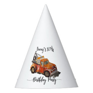 Feestje voor jongens verjaardag met takelwagen feesthoedjes