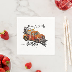 Feestje voor jongens verjaardag met takelwagen servet