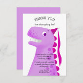 Feestje voor kinderen Dinosaurussen Roze verjaarda Bedankkaart (Voorkant / Achterkant)