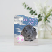 Feestje voor kinderen Roze & Witte Guinea Pig Voet Bedankkaart (Staand voorkant)