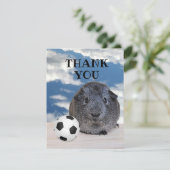 Feestje voor kinderen Zwarte Witte Cavia Voetbal Bedankkaart (Staand voorkant)