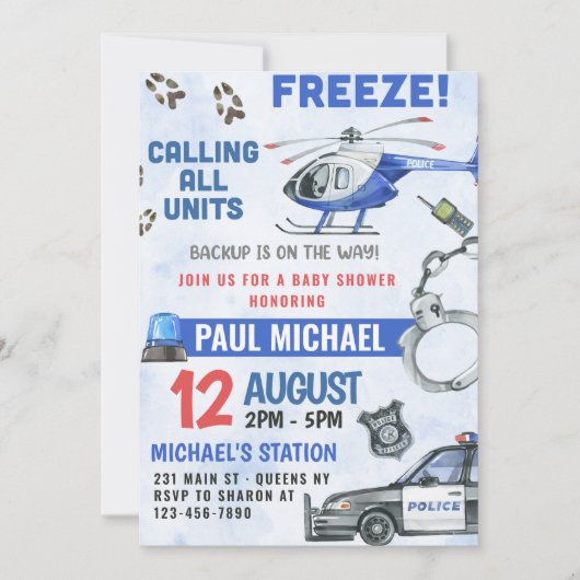 Feestje voor politie baby jongen  kaart (Voorkant)