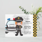 Feestje voor politie kinderen kaart (Staand voorkant)