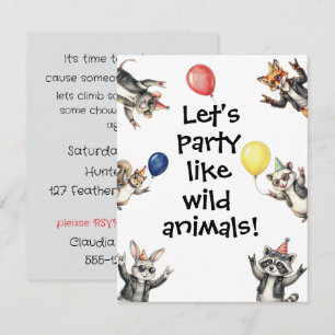 Feestje Wilde Dieren Kinderen Digitale Download Kaart