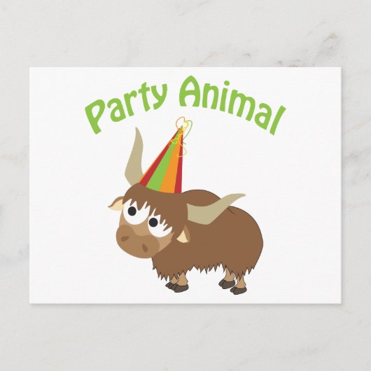 Feestje! Yak Uitnodiging Briefkaart (Voorkant)