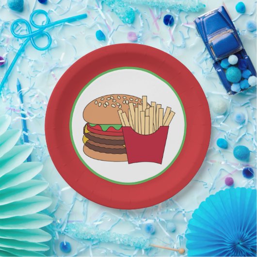 feestjes voor leuke hamburgers papieren bordje (Feest)