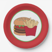 feestjes voor leuke hamburgers papieren bordje (Voorkant)