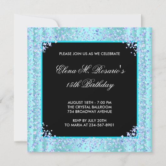 Feestjurk Ballonnen Paars Turkoois Blauw Quinceane Kaart (Achterkant)