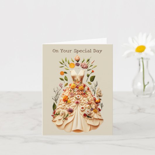 Feestjurk Bloem Kunstkaart Kaart (Kleine Plant)