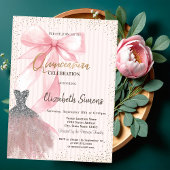 Feestjurk Confetti, Roze Strik Gestreepte  Kaart