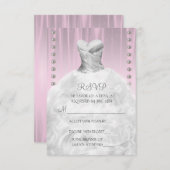 Feestjurk en parels Roze Quinceanera RSVP (Voorkant / Achterkant)