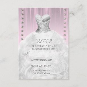 Feestjurk en roze parels Quinceanera RSVP Kaartje