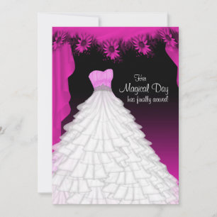 Feestjurk Fuchsia Heet Roze Madeliefje Quinceanera Kaart