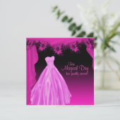 Feestjurk Fuchsia Hot Pink Quinceanera Kaart (Staand voorkant)