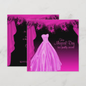 Feestjurk Fuchsia Roze Quinceanera Kaart (Voorkant / Achterkant)