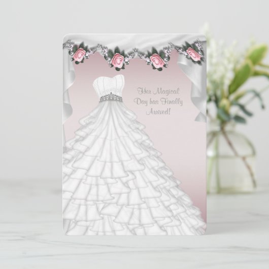 Feestjurk Princess Pink Rose Quinceanera Kaart (Staand voorkant)