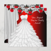 Feestjurk Red Rose Quinceanera Uitnodigingen (Voorkant / Achterkant)