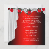 Feestjurk Red Rose Quinceanera Uitnodigingen (Achterkant)