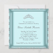 Feestjurk Tiara Blauwgroen Damask Quinceanera Kaart (Achterkant)