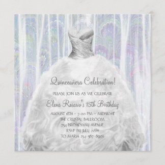 Feestjurk Witte Quinceanera Uitnodigingen