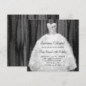 Feestjurk Zwart Wit Quinceanera Uitnodigingen (Voorkant / Achterkant)