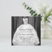 Feestjurk Zwart Wit Quinceanera Uitnodigingen (Staand voorkant)