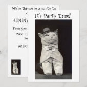 Feestkaart voor de kat kaart (Voorkant / Achterkant)